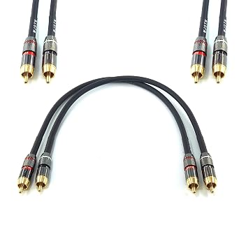 WJSTN RCA to RCA Cable 1ft Stereo Audio Cable,1rca Male to 1rca Male Cable Short Apply to with Speaker, AMP, Turntable, Receiver, Home Theater, Subwoofer, Double Shielded 2Pack.