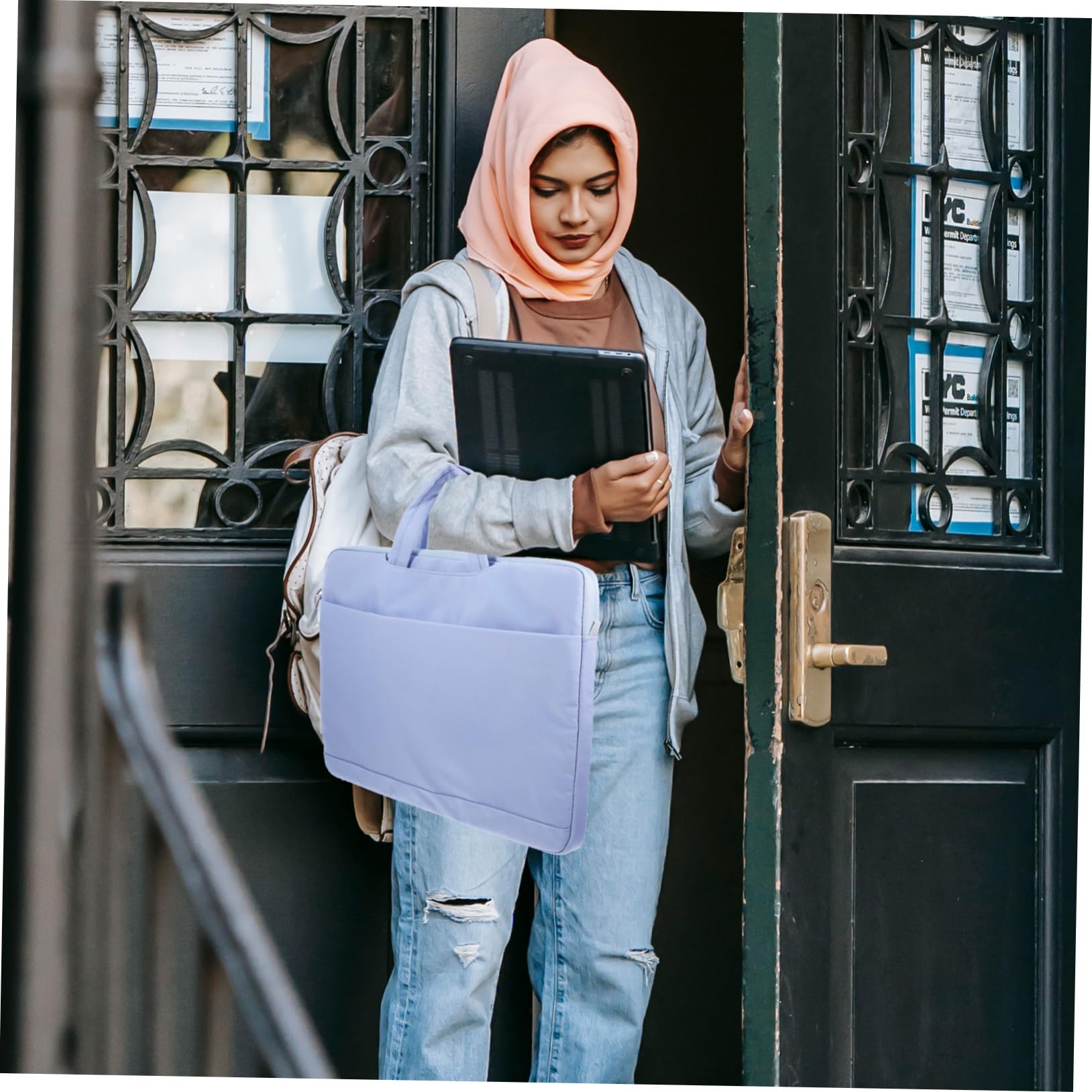 Custodia per Laptop Borsa in Oxford Protezione Robusta Ampia Contenitore per Accessori Facile da Trasportare