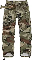 Calça cargo feminina, folgada, camuflada, tática, perna reta, casual, Y2K, com 9 bolsos, sem cinto