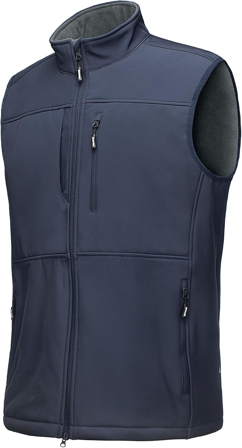 Outdoor Ventures Men's Running Vest Outerwear, Lightweight Windproof Fleece-Lined Softshell Sleeveless Jacket for Golf