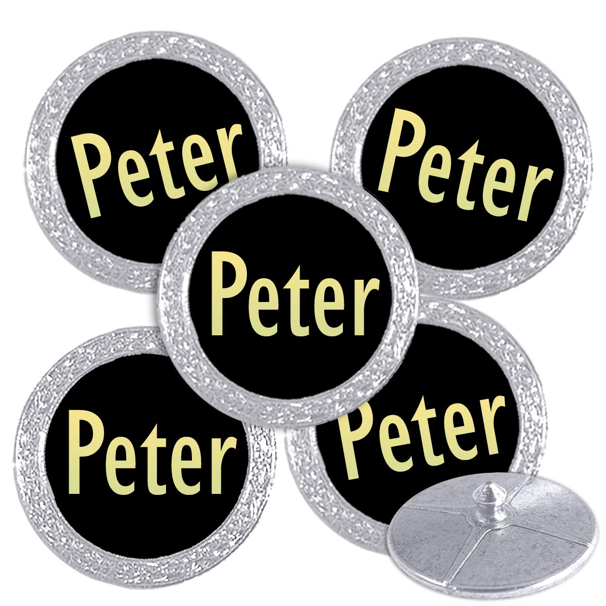 Best Impressions Silver Coloured Golf Ball Markers with Names (Peter) โ image 1