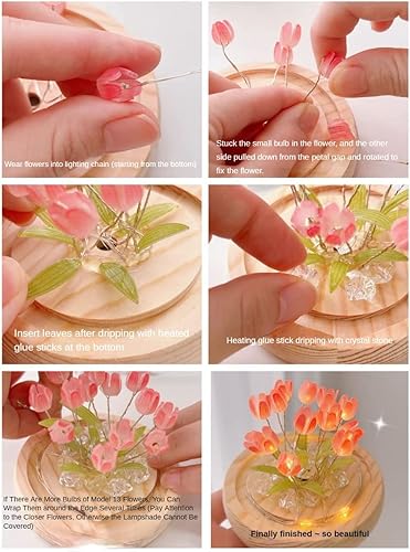 Miniatura 4 de keeda Luces de lámpara de tulipán, kit de luz nocturna de flores de tulipán para niñas, escritorio, ambiente, luz de artes y manualidades, adornos
