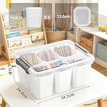Citylife 16L Boîtes de rangement en plastique avec 6 Inserts amovibles Boîte de rangement claire avec des contenants de stockage empilables polyvalents pour l'organisation du crayon, outil, artisanat