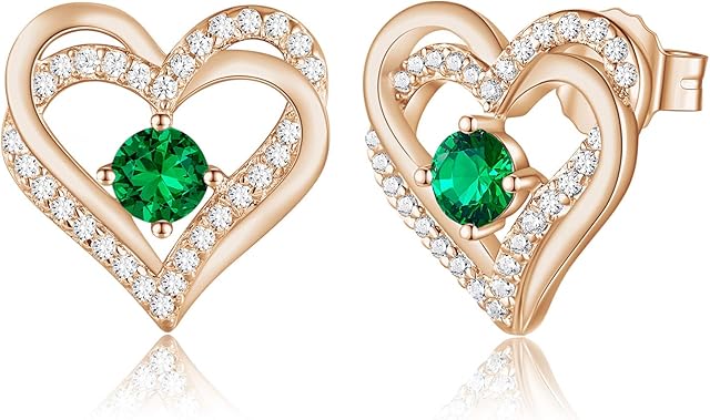 CDE Women Earrings 925 Sterling Silver Heart Stud Jewellery for Women Christmas Anniversary Birthday Jewelry Gifts for Her Women