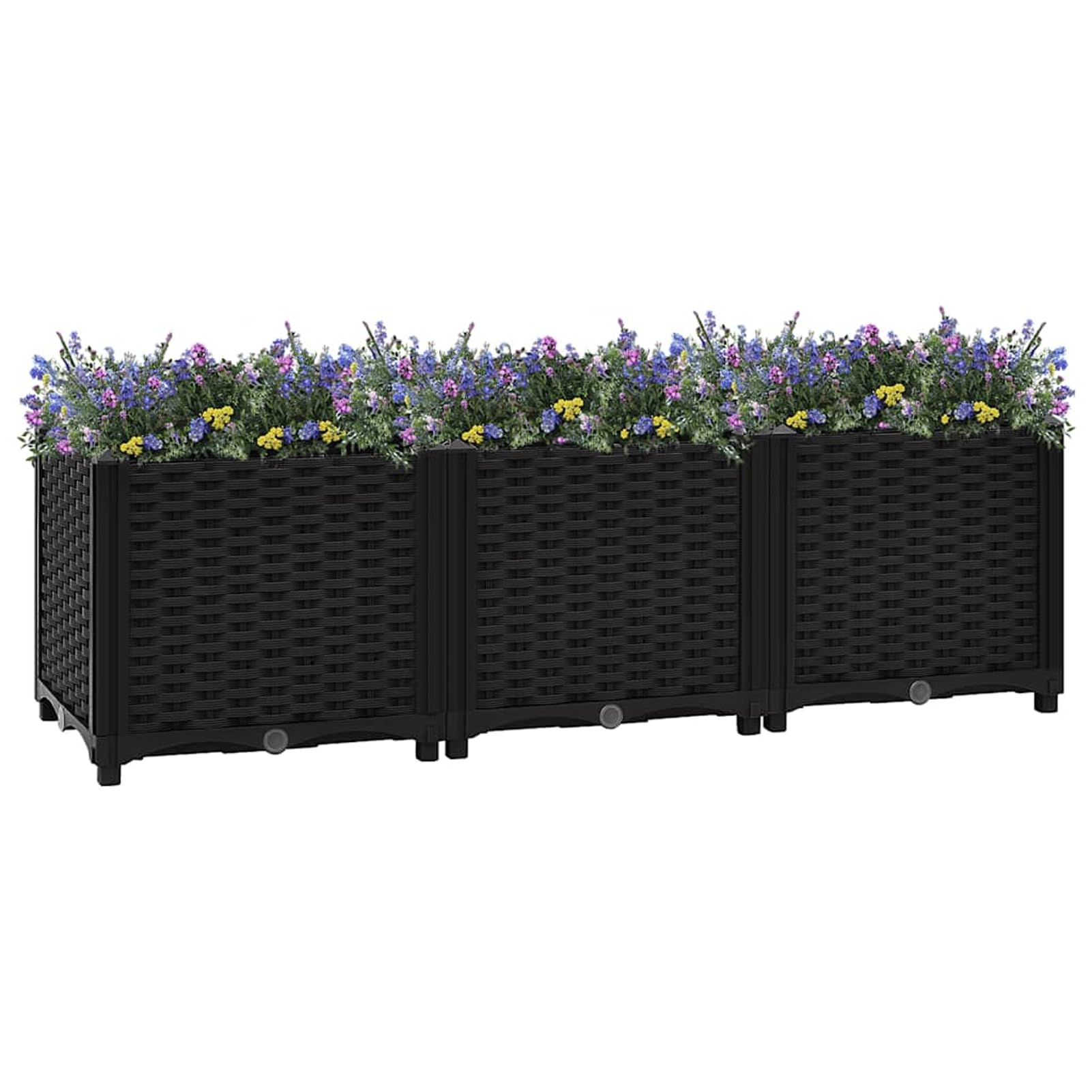 Gecheer Letto Rialzato, Fioriera in Polipropilene 120x40x38 cm per Giardino, Aiuola Rialzata con Ampio Spazio per Piante, Fiori, Orto Domestico, Facile da Montare, Design Elegante Nero