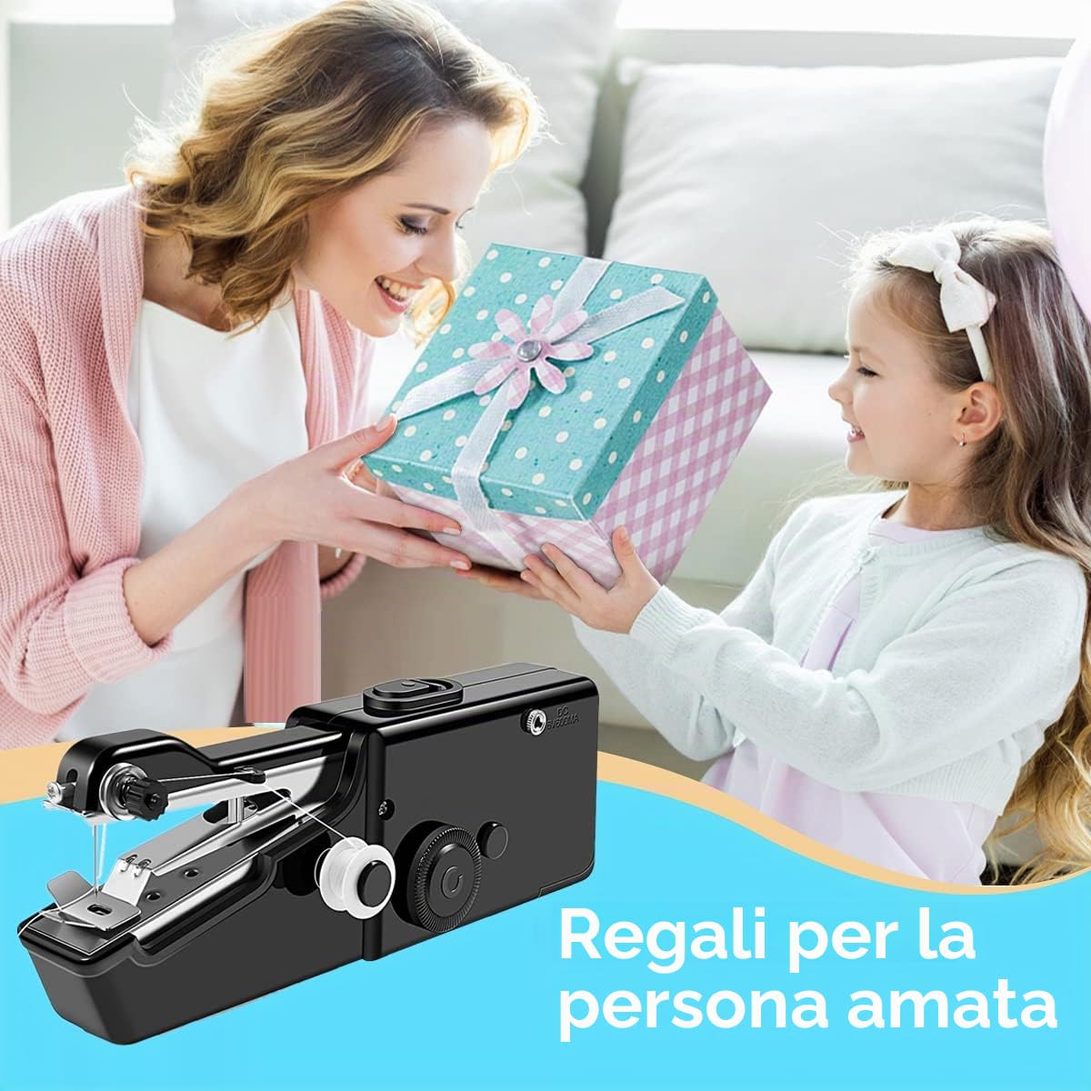 Macchina da Cucire Portatile, Macchina Per Cucire Professionale Mini Elettrica Handheld Sewing Machine per Principianti, Cucitura Rapida adatta per Vestiti, Tende in Tessuto, Fai da te