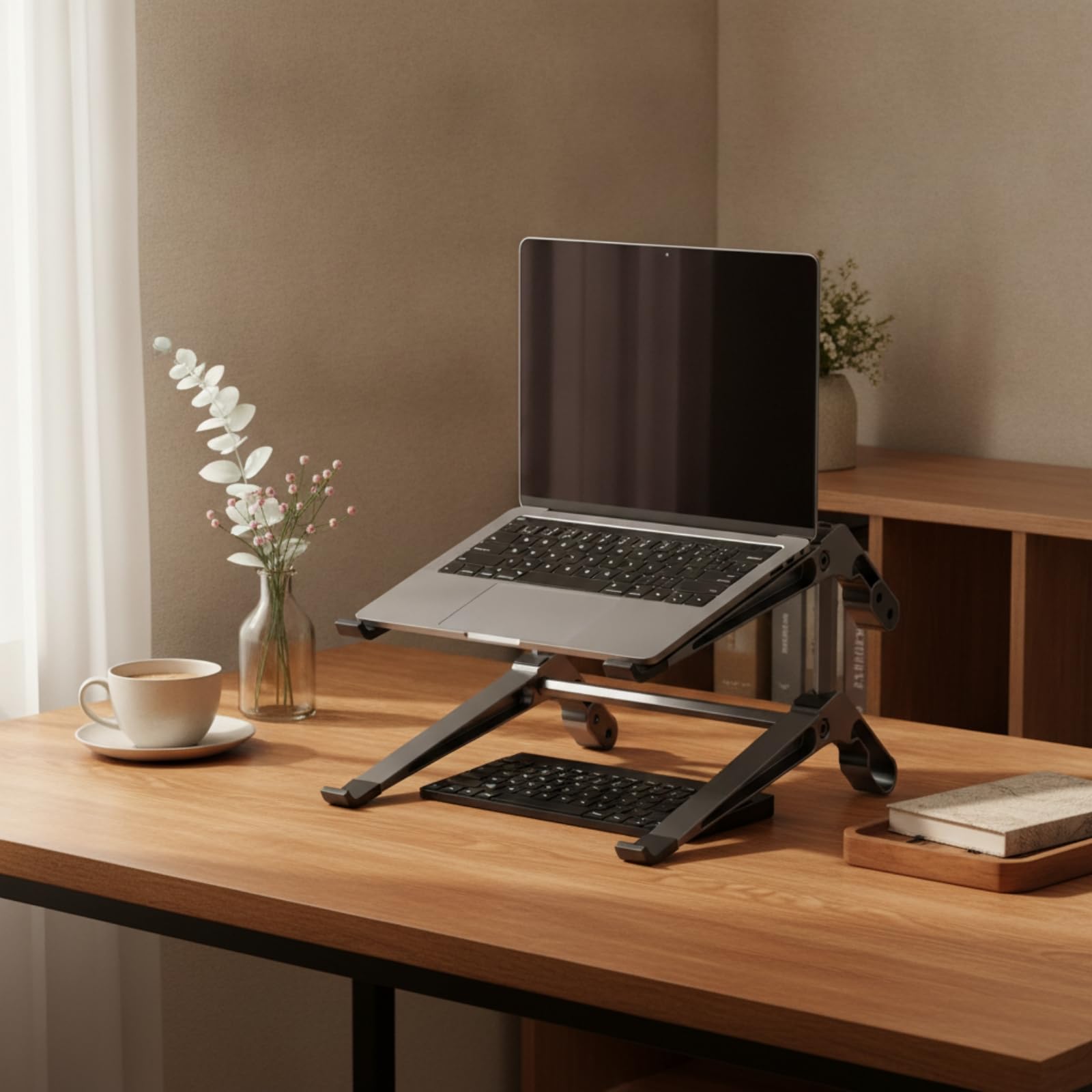 Milageto Soporte Portátil Elevador Base Riser Estante de Dos Niveles Que Reduce Tensión Cervical y Mejora Postura al Escribir Adecuado para Oficina Estudio