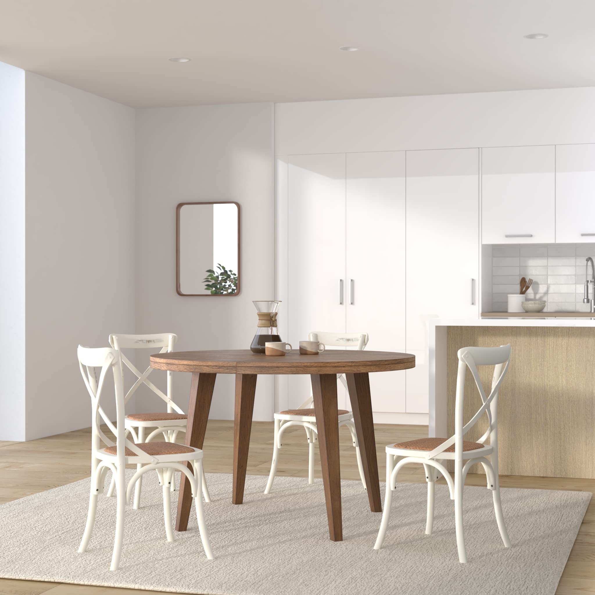 Biscottini Sedie sala da pranzo legno massello 86x42x46 cm - Sedia cucina e soggiorno in rattan - Sedie in legno da esterno e interno - Sedia legno bianca Cross
