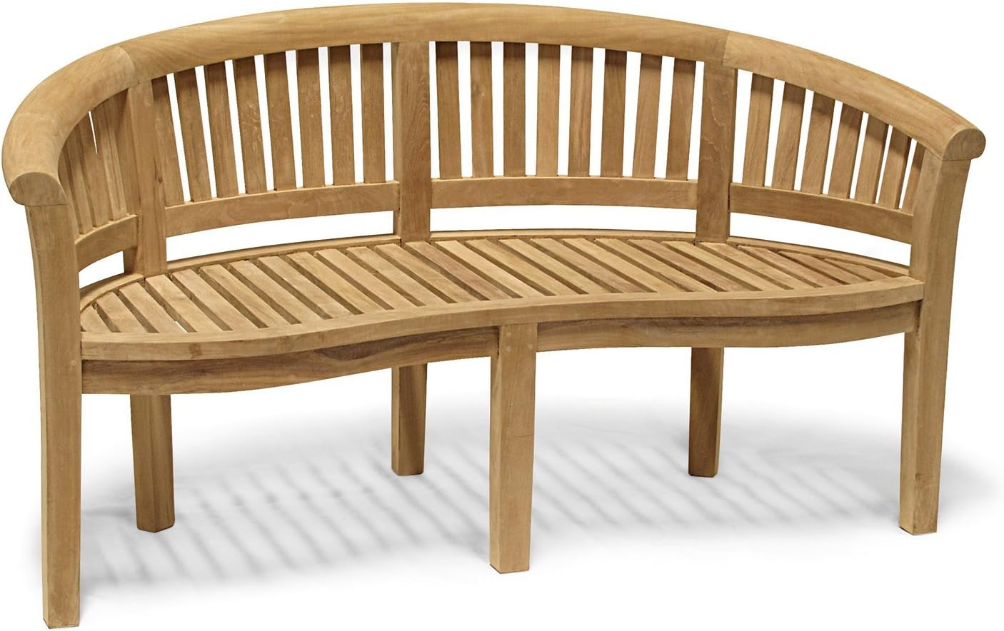 Wimbledon Teak Garden Banana Bench - 3-Seater, Delivered Ready Assembled