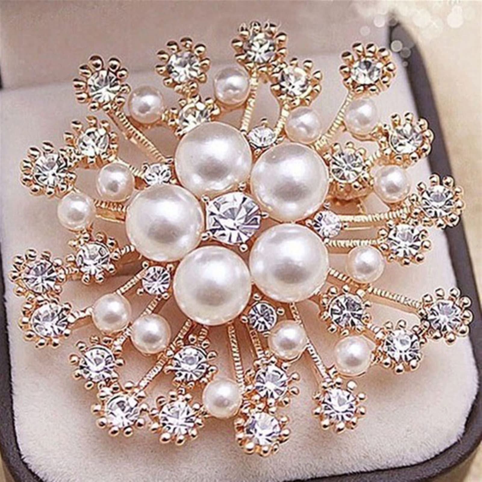 Broche Broche de aleación de perlas con diamantes de imitación for mujer, ropa elegante, chal, bufanda, hebilla, alfileres, joyería, broche de ramo redondo, for mujeres, damas y niñas Broches para Rop