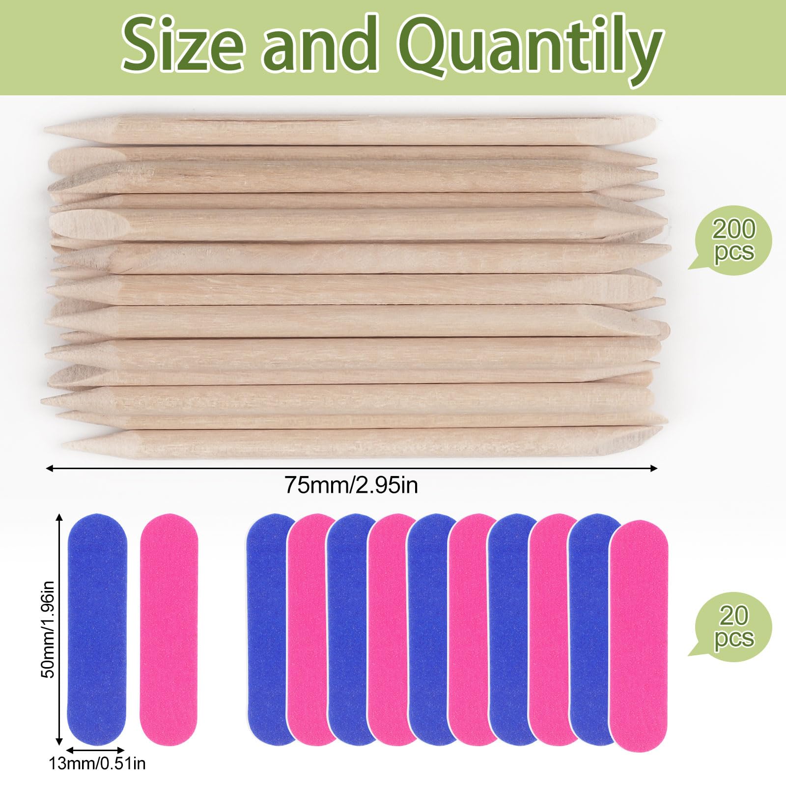 200 Stück Rosenholzstäbchen Maniküre,Doppelseitige Orange Holzstäbchen,Nagelhautschieber Holz Sticks für Maniküre Kunst Pediküre Nagelhautpflege.