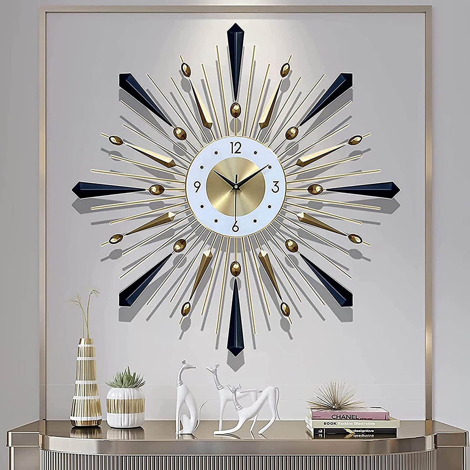 Sjdopulse Wall Clock For Living Room,Large Metal Clock,Battery Operated Silent Art Clocks,Home Decor For Living Room,Bedroom,Office,70Cm Art Home Decor Silent Wall Clocks,60Cm