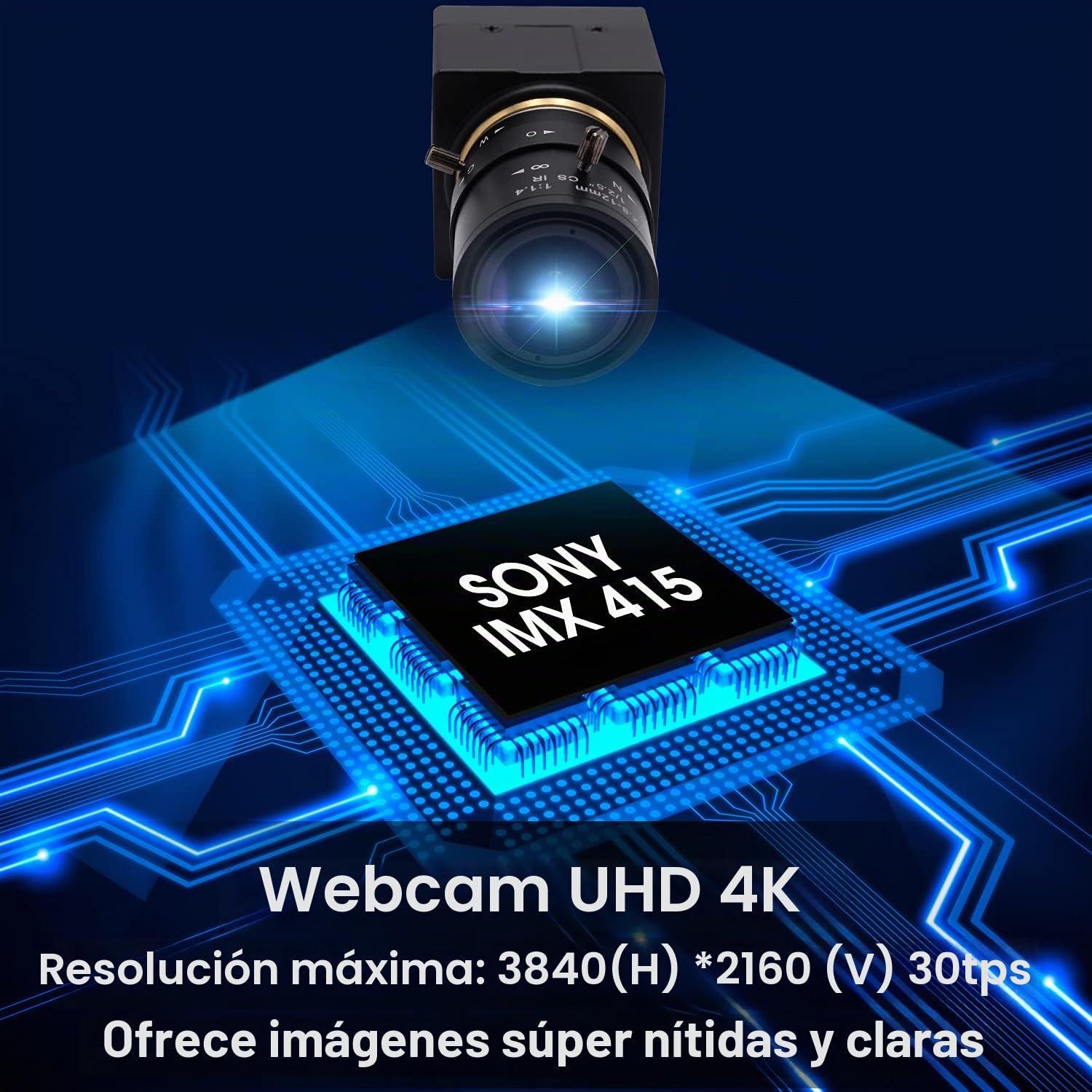 Svpro Webcam 4K USB Ultra HD con objetivo zoom 2.8-12 mm, enfoque manual, 3840 x 2160 30 fps, sensor IMX415, UVC Plug & Play para Mac/Windows/Linux/Android