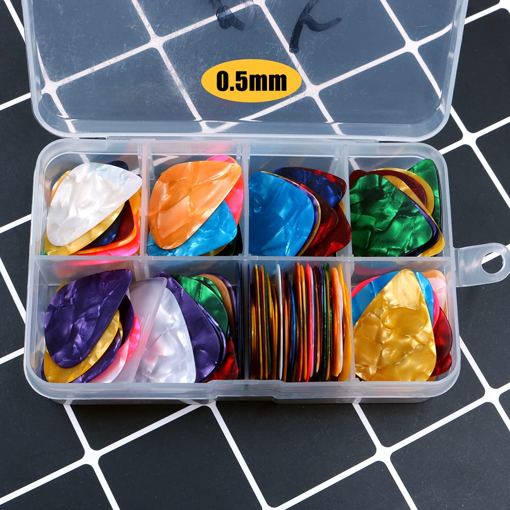 Alnicov 120Pcs Celluloid Guitar Picks,0.5mm Celluloid Picks for Bass Electric Acoustic Guitars Random Color - Image 3