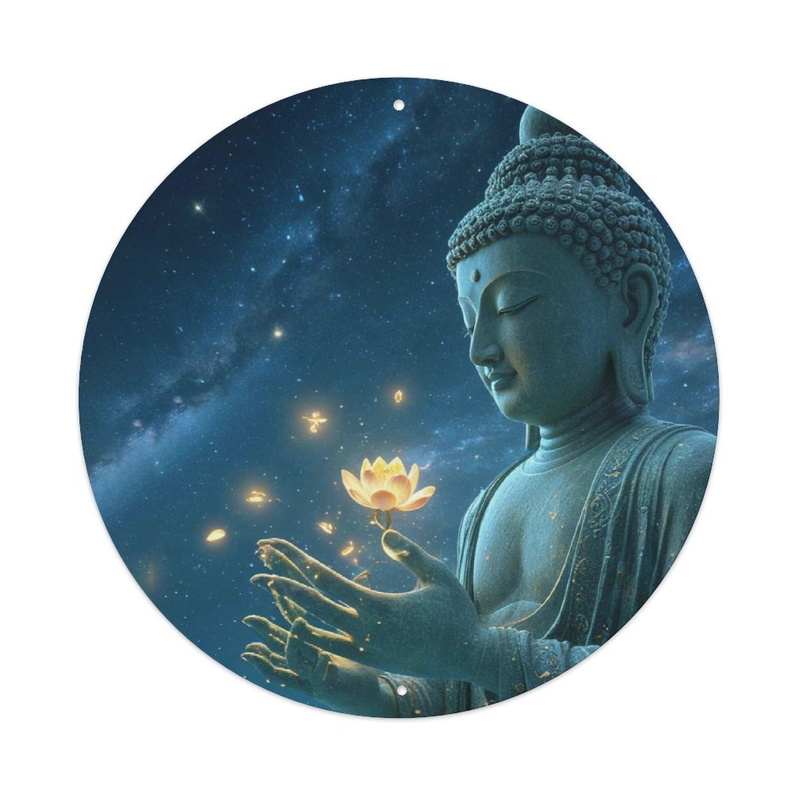 Meditating Woman Buddha Buddhist Zen Illustration Metal Tin Sign