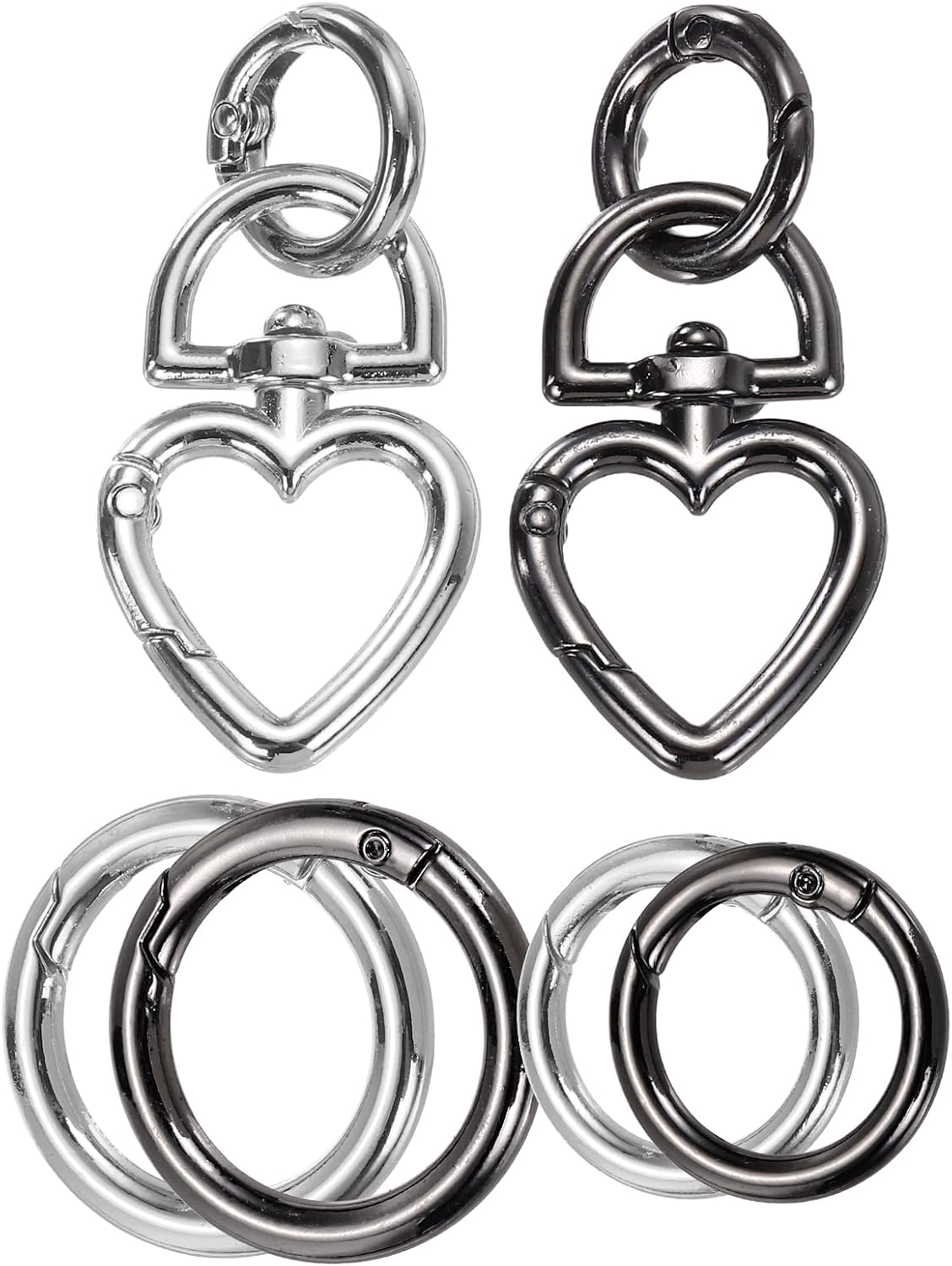 MECCANIXITY 2 Pcs Metal Swivel Clasps Key Chain Keyrings Heart Shape Spring Snap Keychain Hook Clip for Chains Extender DIY Handicrafts Keys Lanyards Jewelry Findings, Gold Tone
