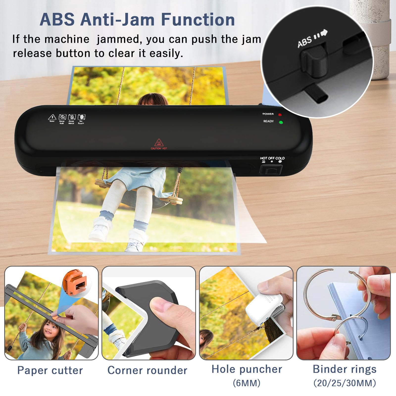 A4 Laminator Machine, 9 inch Thermal and Cold Laminators with 15 Laminating Pouches, Portable Laminator No Bubble for Home/Office/School use (Black) - Image 4
