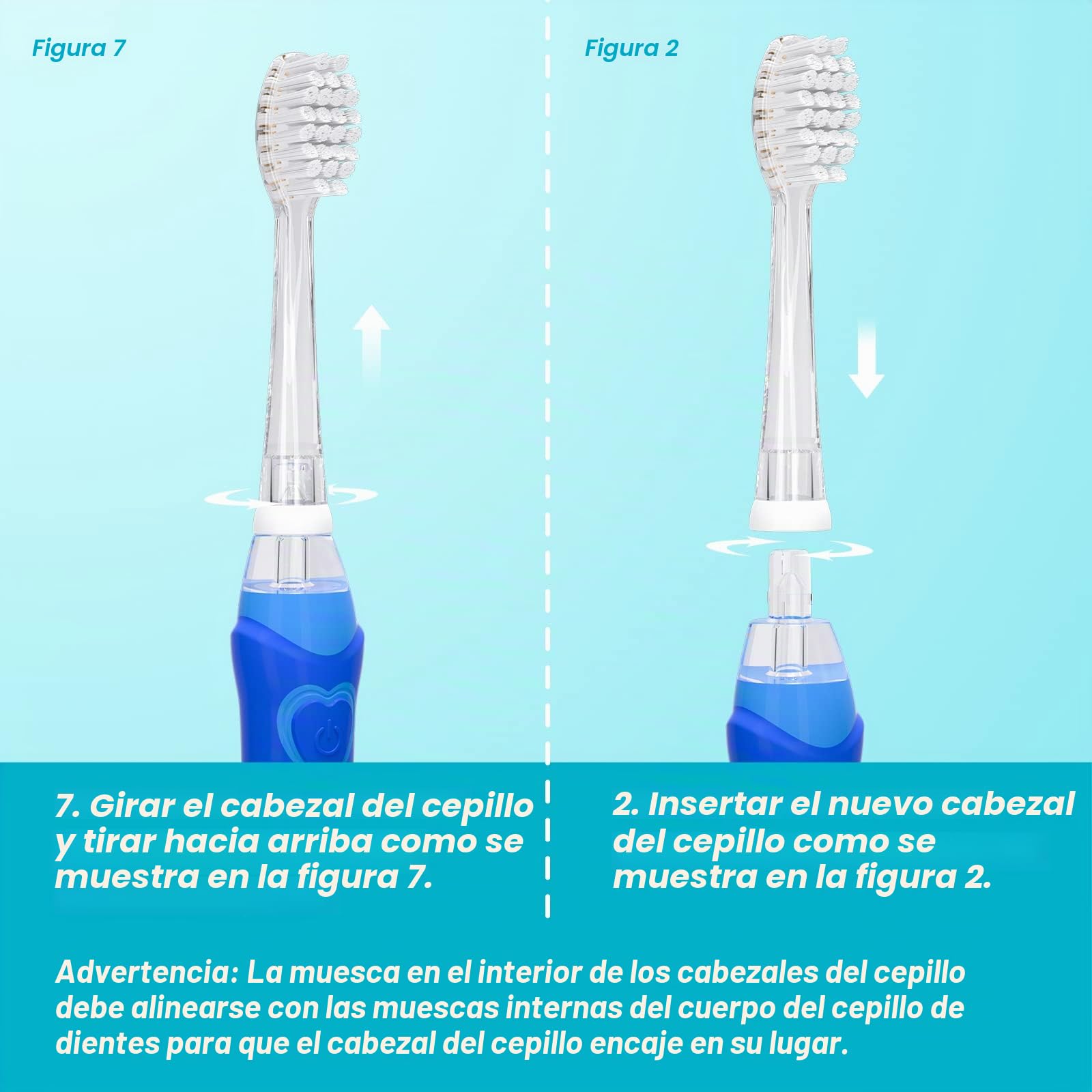 Seago Cepillo de dientes eléctrico para niños reemplazable cabezal de cepillo Adaptarse a SG513 SG977…