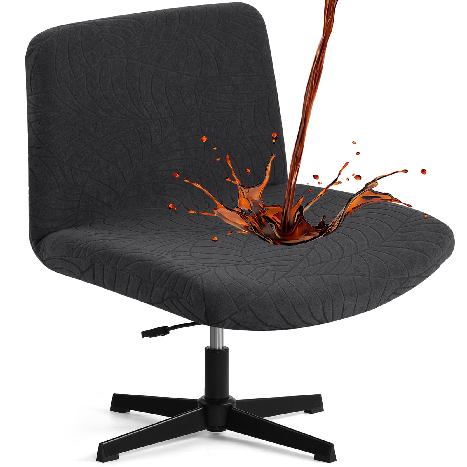 Fuloon Criss Cross Chair Cover, Waterproof, Stretchable, Solid Jacquard, Suited for Armless/Office/Desk/Mid Back Wide Seat/Computer/Task/Vanity/Accent