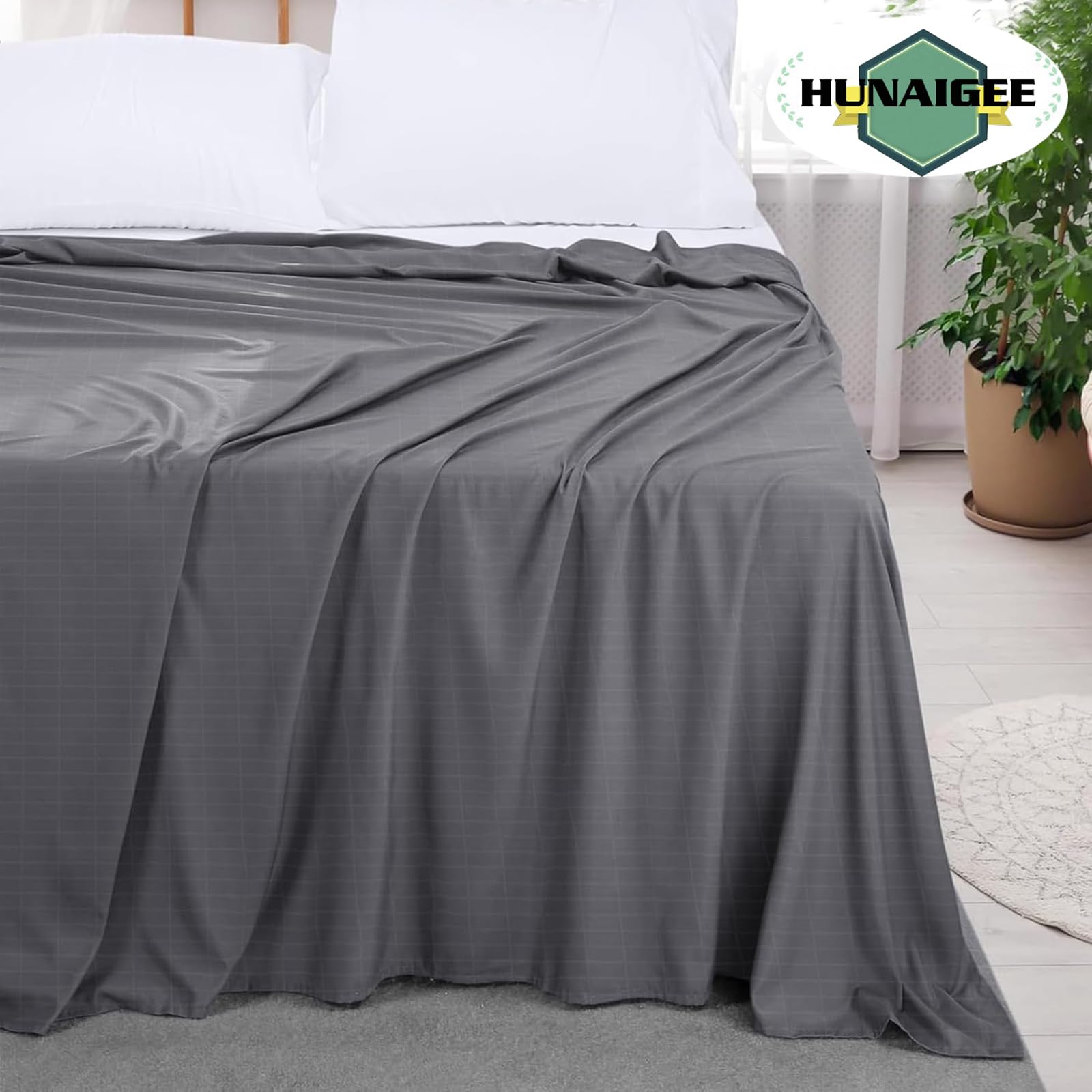 Earthing UK - Lenzuolo conduttivo in fibra d'argento, 137 x 203 cm, in cotone organico grigio