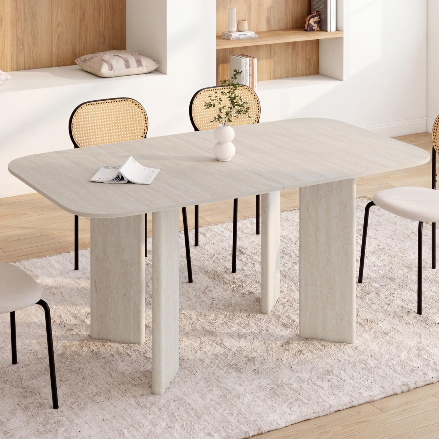 IDMarket - Table à Manger Extensible rectangulaire Arrondie Capucine