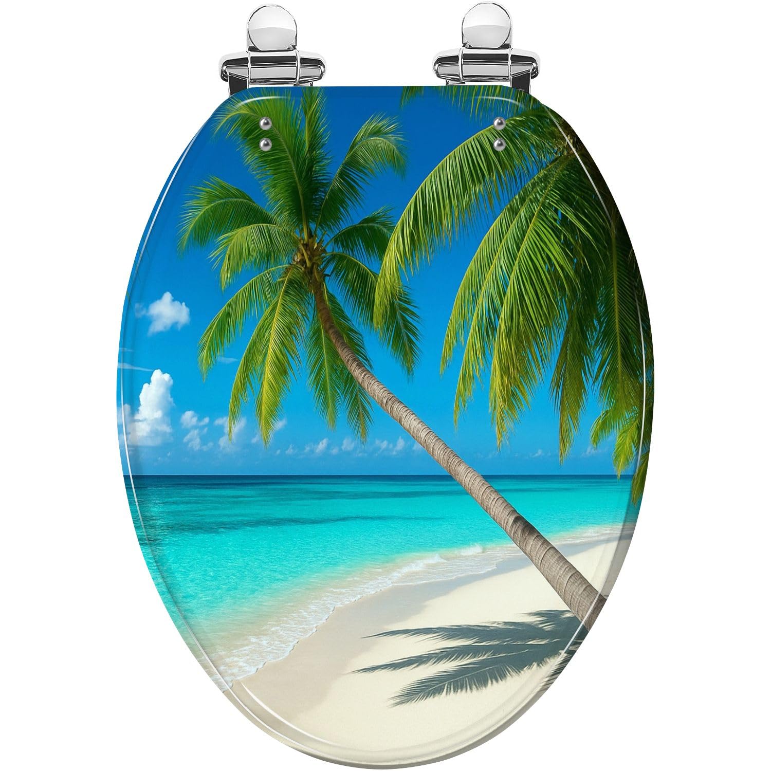 Resin Elongated Toilet Seat with Slow-Close Lid and Quick-Release Hinges(Multi2,18.5x14.5)