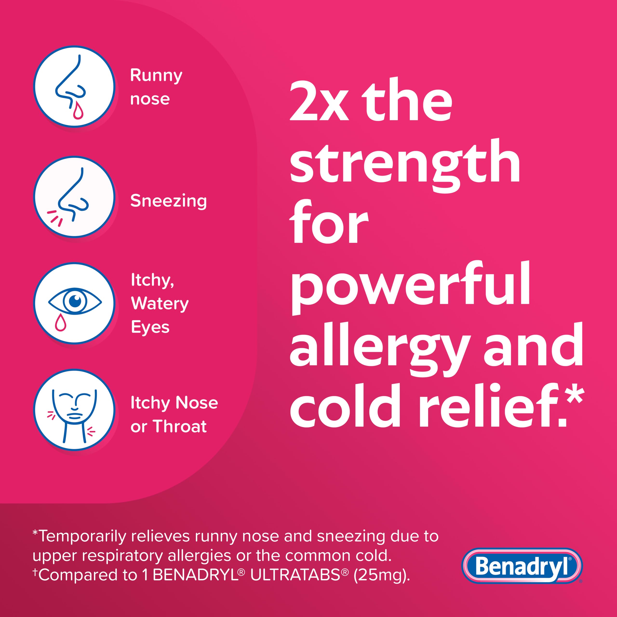 Benadryl Extra Strength Allergy Tablets, 50 mg Diphenhydramine HCl, 24 Ct — Amazon image 4