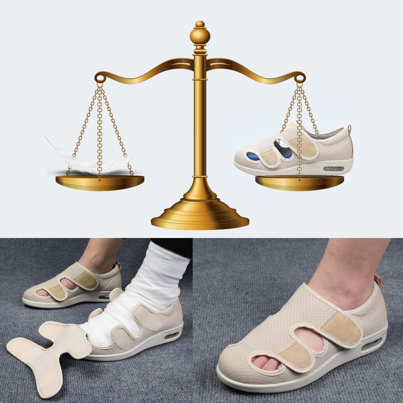 Damskie męskie buty dla diabetyków, lekkie, bardzo szerokie, opuchnięte stopy, obrzęk, stopy, regulowane zapięcie, pantofle, outdoorowe, buty do chodzenia, wygodne buty dla osób starszych