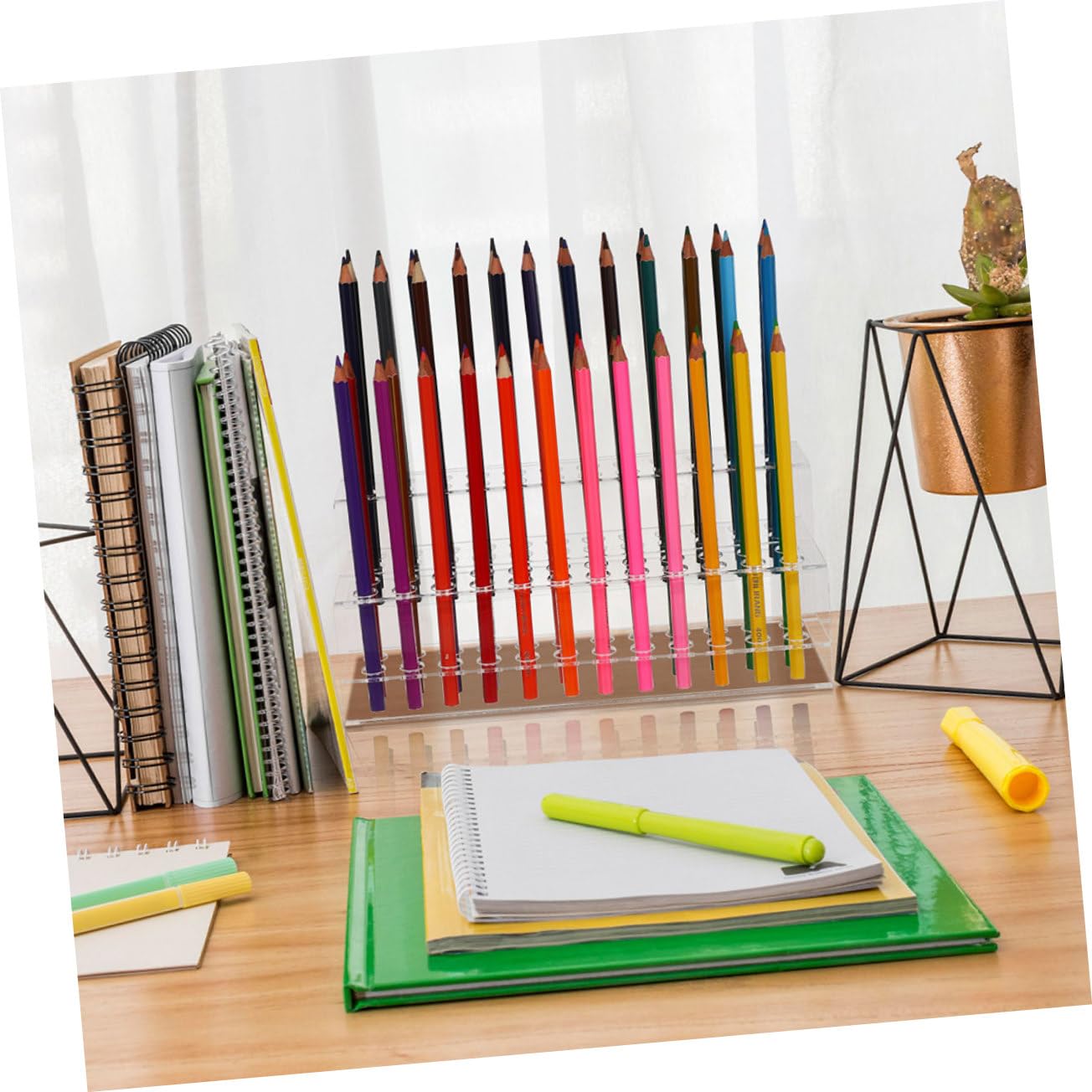 Zerodeko 2pezzi Espositore per Penne in Acrilico Portapenne da Organizzatore per Matite e Pennelli Adatto per Casa e Ufficio Design Stabile e Trasparente