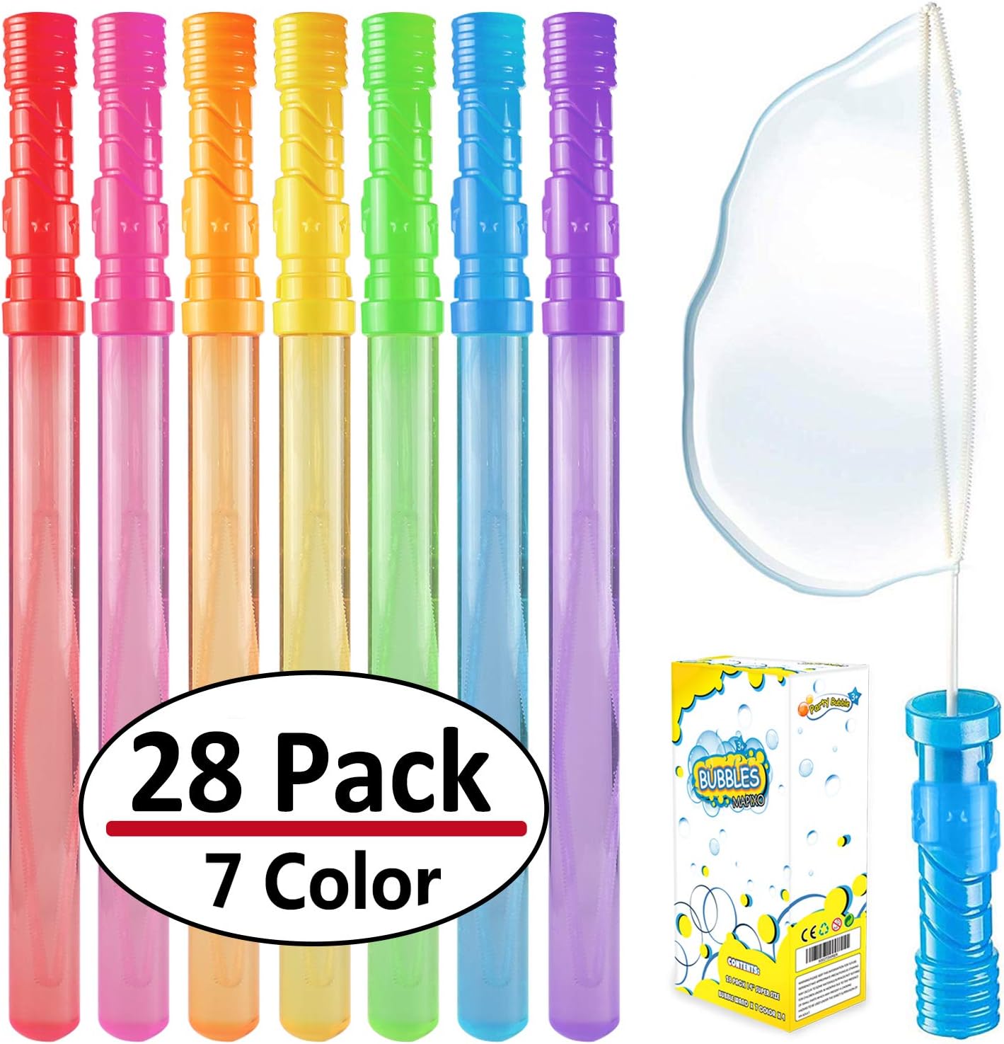 Bubble Wand, 28 Pack 14’’ Big Bubble Wands Bulk(7 Colors