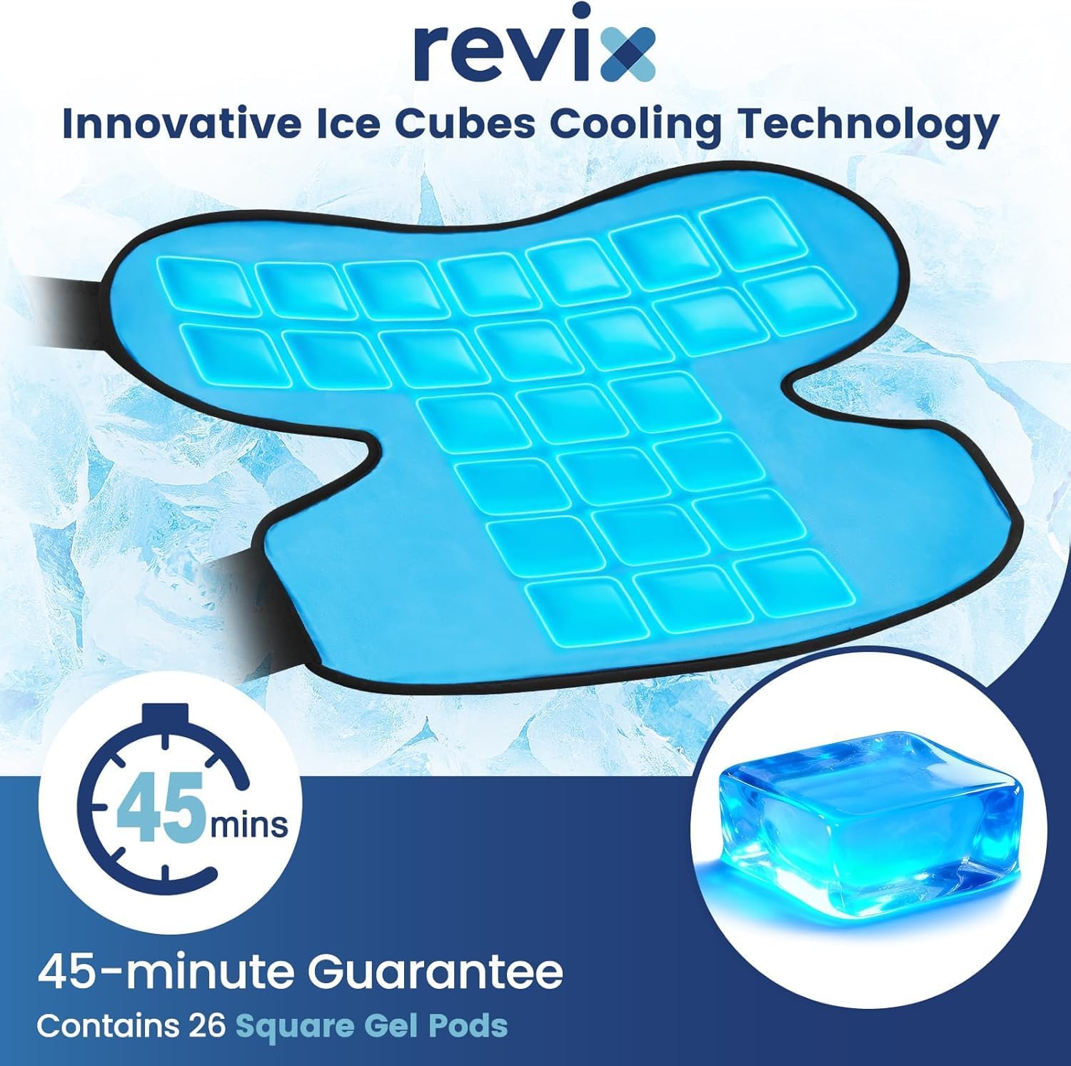 REVIX XL Ice Pack for Shoulder Wrap, 45-Min Long-Lasting Cold Therapy for Rotator Cuff Relief with Ice Grid Gel Design, Extra Large Reusable Ice Packs for Post-Workout Recovery & Soothe Discomfort