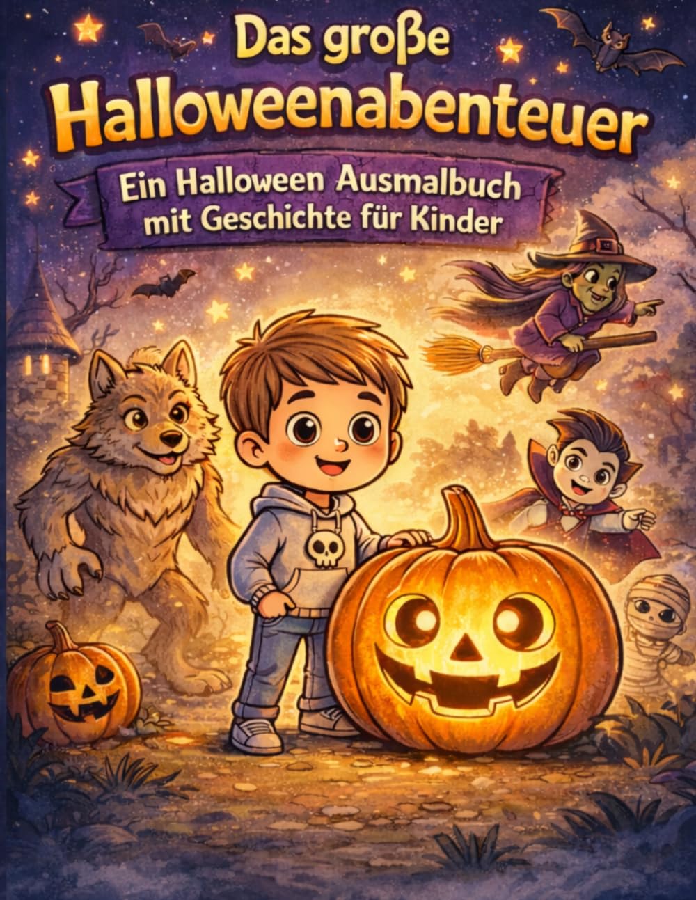 Das große Halloweenabenteuer: Ein Halloween Ausmalbuch mit Geschichte für Kinder (Nicos Abenteuer)