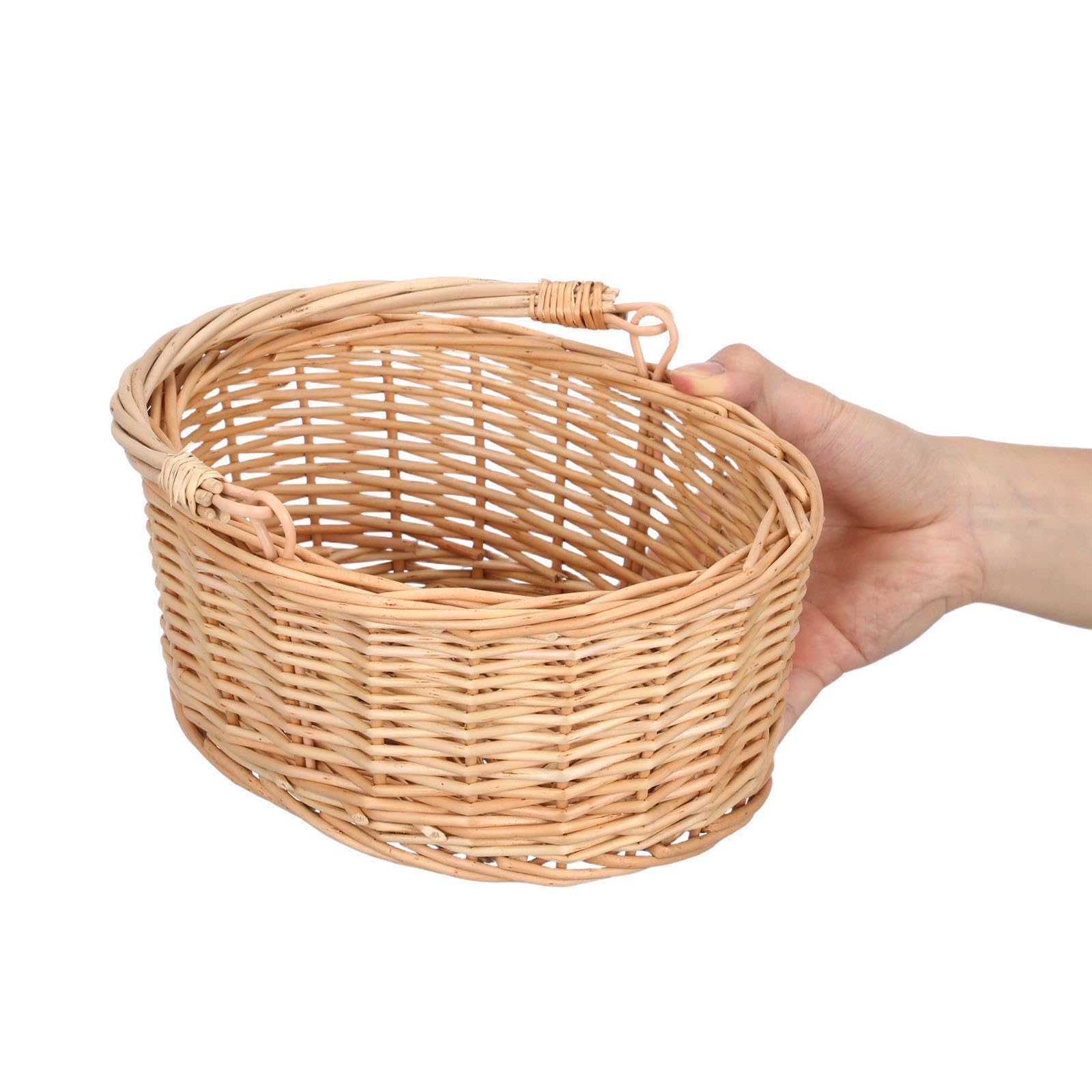 Mimbre Cesta de Picnic Marrón con Asa, 2 Piezas, Ovalada