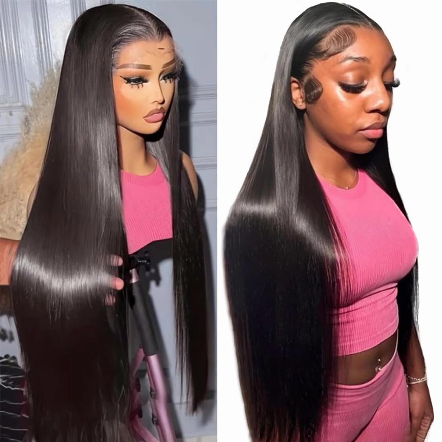 BunGiol Straight Lace Front Wigs Human Hair Pre Plucked With Baby Hair Transparent Lace Front Wigs Human Hair 13x4 Glueless Ear To Ear Lace Frontal Wigs Straight Wig For Black