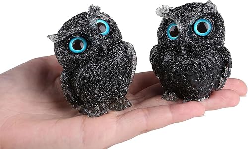 Miniatura 9 de LAIDANLA Estatua de búho de ojo de tigre de 2.4 pulgadas, cristal curativo natural, bonita figura de búho, escultura de bolsillo, piedra preciosa de