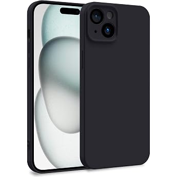 MyGadget Silicone Case Compatible with Apple iPhone 15 Plus - Dual Layer Mobile Phone Case with Camera Protection - Cover with Inner Lining and Silicone Exterior - Black
