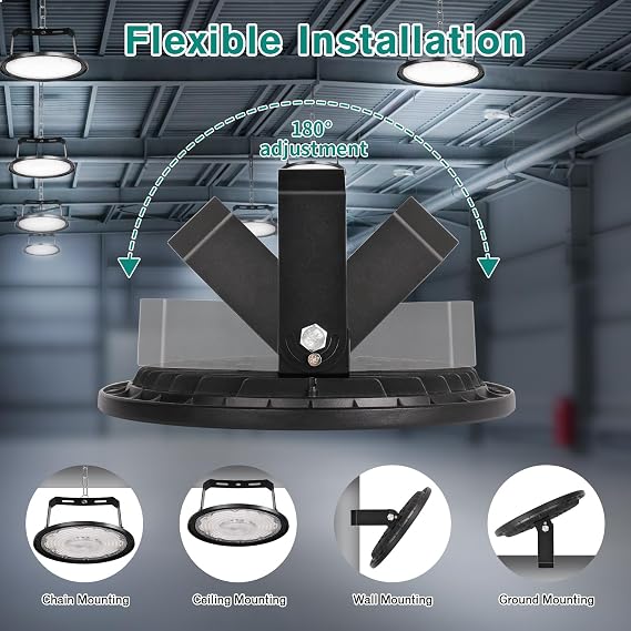 300W Industrial LED Floodlight,30000LM High Bay Spot Light Workshop Lighting,Cool White 6500K IP65 Waterproof UFO Ceiling Light LED Interior Chandelier for Warehouse,Factory,Hall,Gym [Energy Class E]