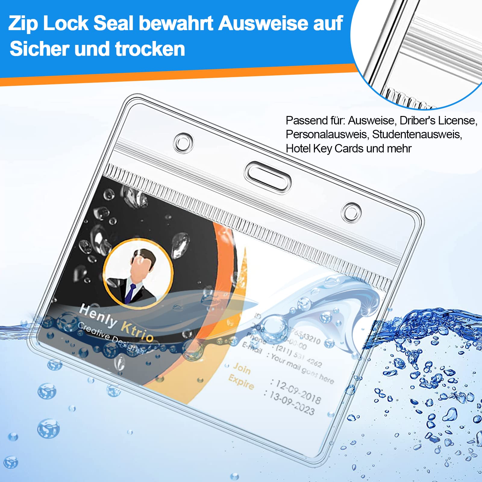 5 Portabadge Verticali Trasparenti Con Cerniera - Per Carte D - Foto 10