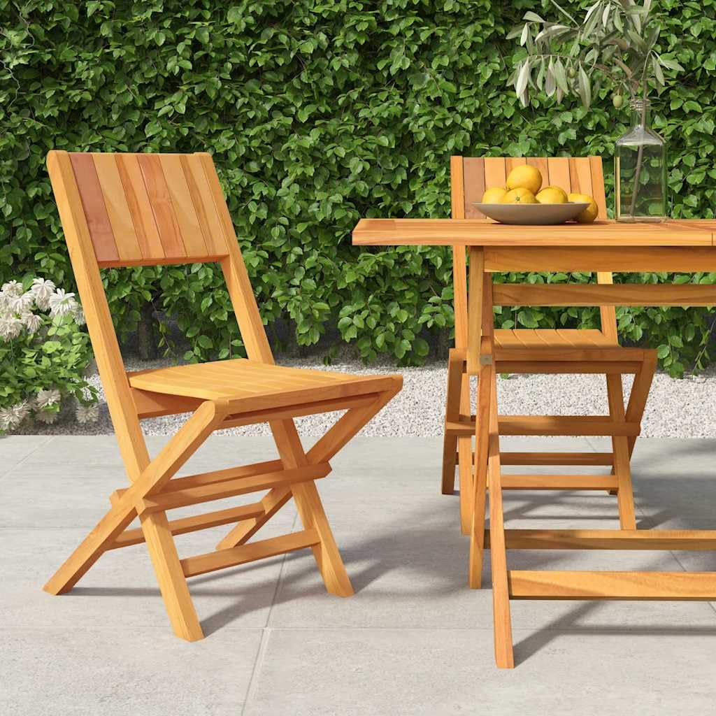 Chaises de jardin pliantes bois massif teck extérieur lot de 2 de 90cm