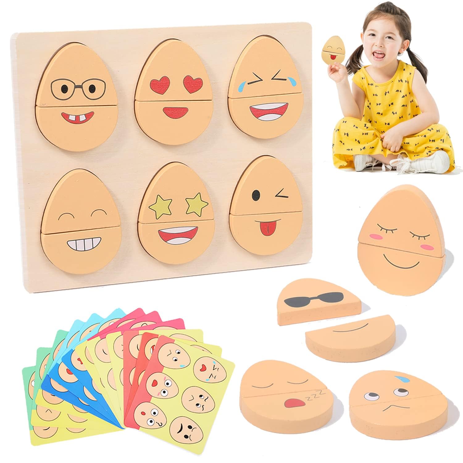 Montessori Toys for 2-6 Year Old,Toddlers Wooden Expressions 32 in 1 Preschool Kids Wood Gifts,Autism Sensory Educational Toys for Boys Girls Age 3-5, Stocking Stuffers for Kids
