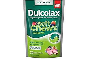 Dulcolax Soft Chews Saline Laxative Mixed Berry (30ct) Gentle Constipation Relief, Magnesium Hydroxide 1200mg