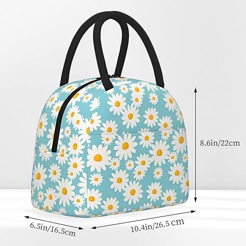 Miniatura 3 de Daisy Flora - Lonchera térmica para mujeres, lonchera portátil con diseño de margaritas y flores, reutilizable, térmica, bolsa de almuerzo para la