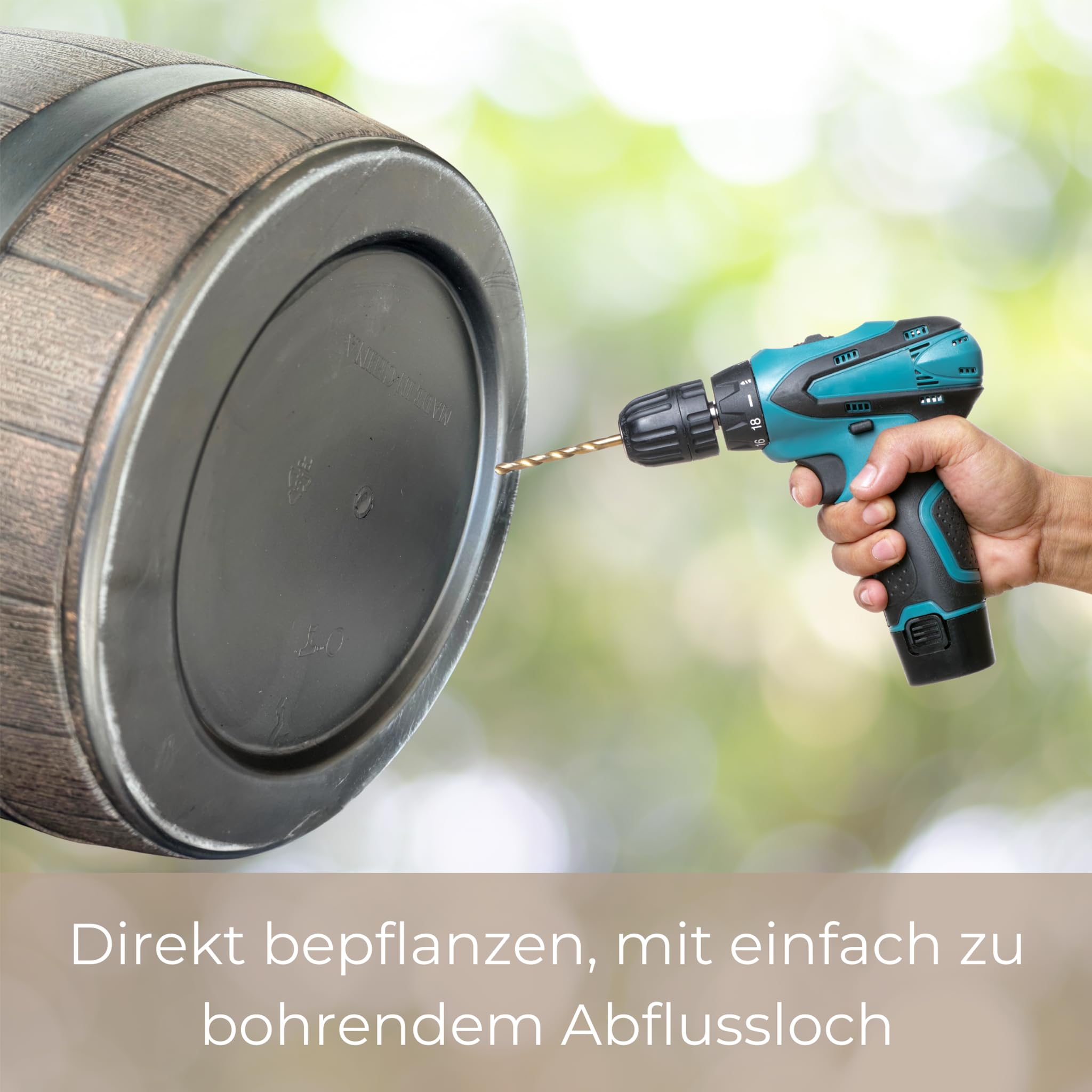 matches21 HOME & HOBBY Große Pflanzschalen für draussen in 51 x 36 cm - Holzfass-Optik Blumenschale braun als wetterfester Pflanzkübel