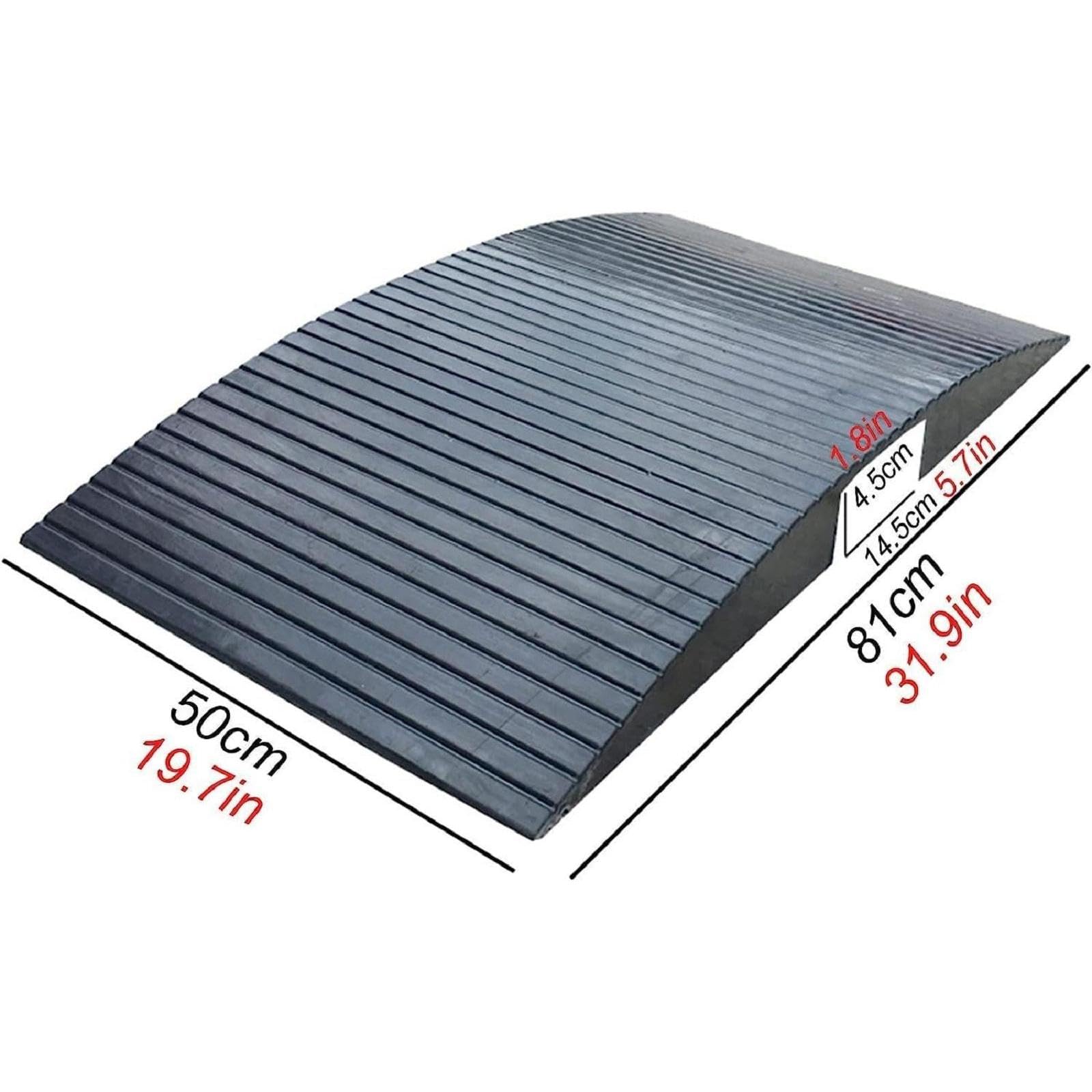 Rampa portátil de goma para sillas de ruedas para puertas, rampa de entrada antideslizante para 2-3 pulgadas, ideal para ducha, garaje, patio, hogar y cobertizo (50 x 86 x 5,8 cm)