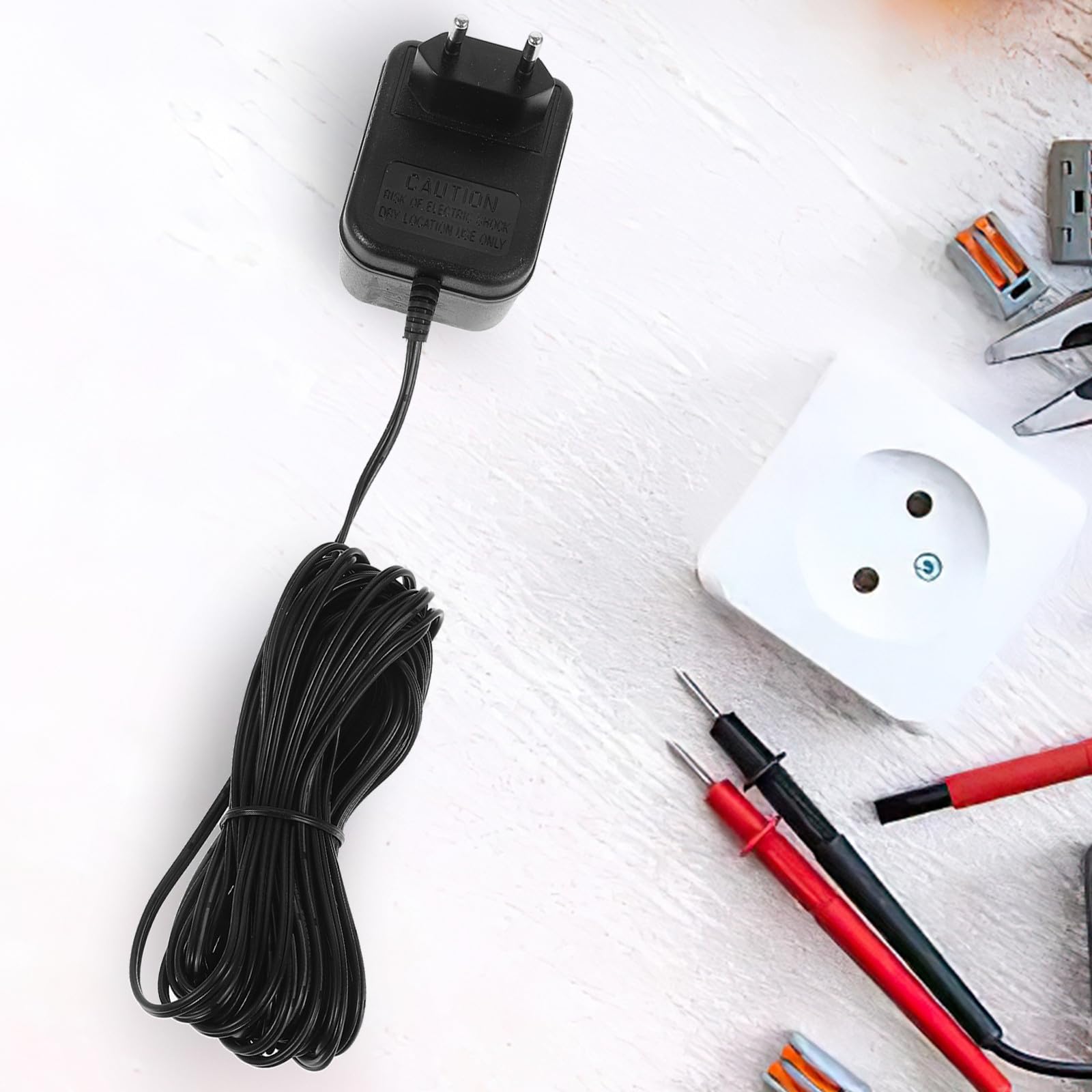 Adaptateur Secteur pour Sonnette de Porte 24v500mah Compatible Divers Systèmes de Sonnette, Câble Long, Design Élégant en Plastique Noir pour Usage Domestique