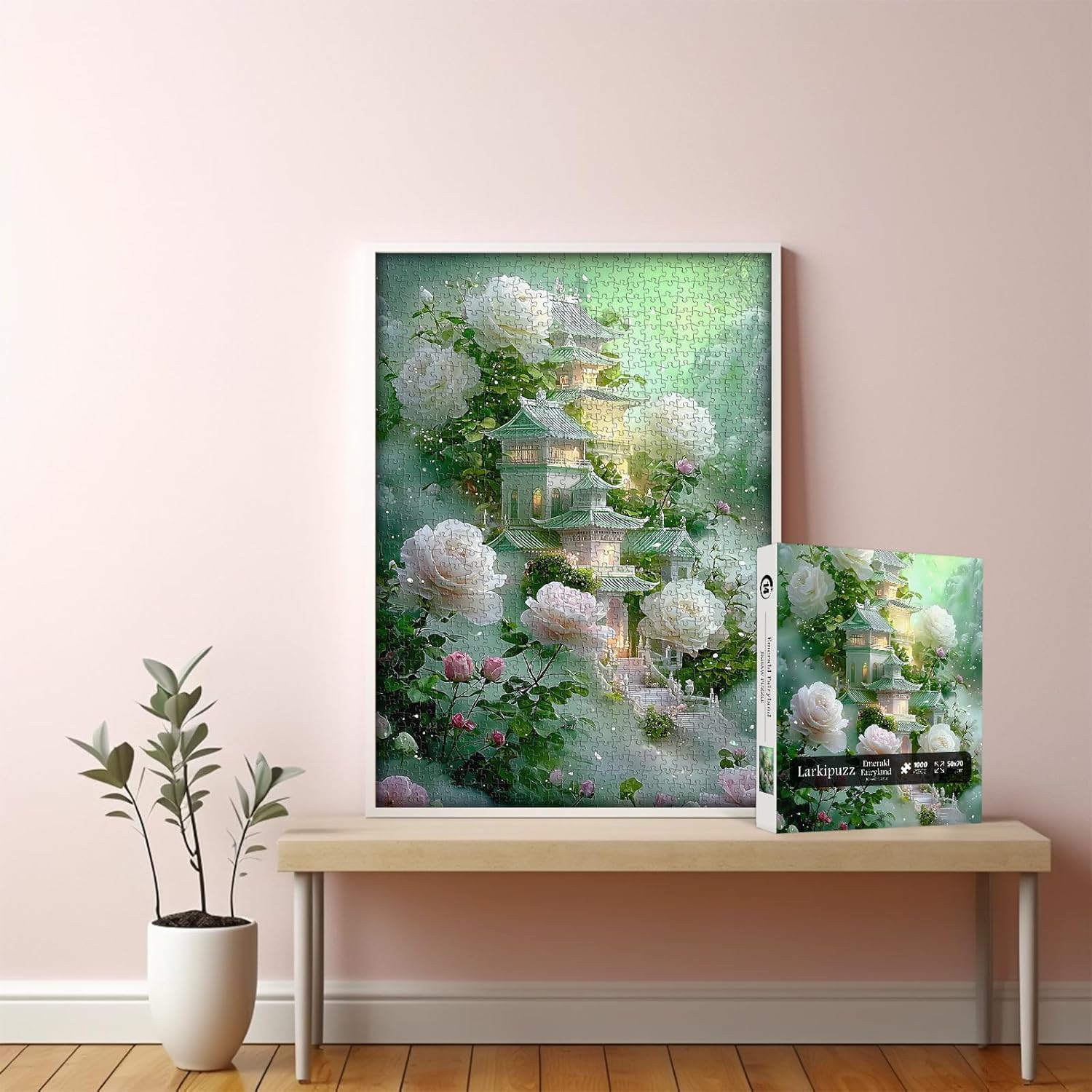 Flowers Puzzles for Adults 1000 Pieces, Rose Flower Jigsaw Puzzles Architecture Landscape, Larkipuzz Nature Garden Theme as House Decor