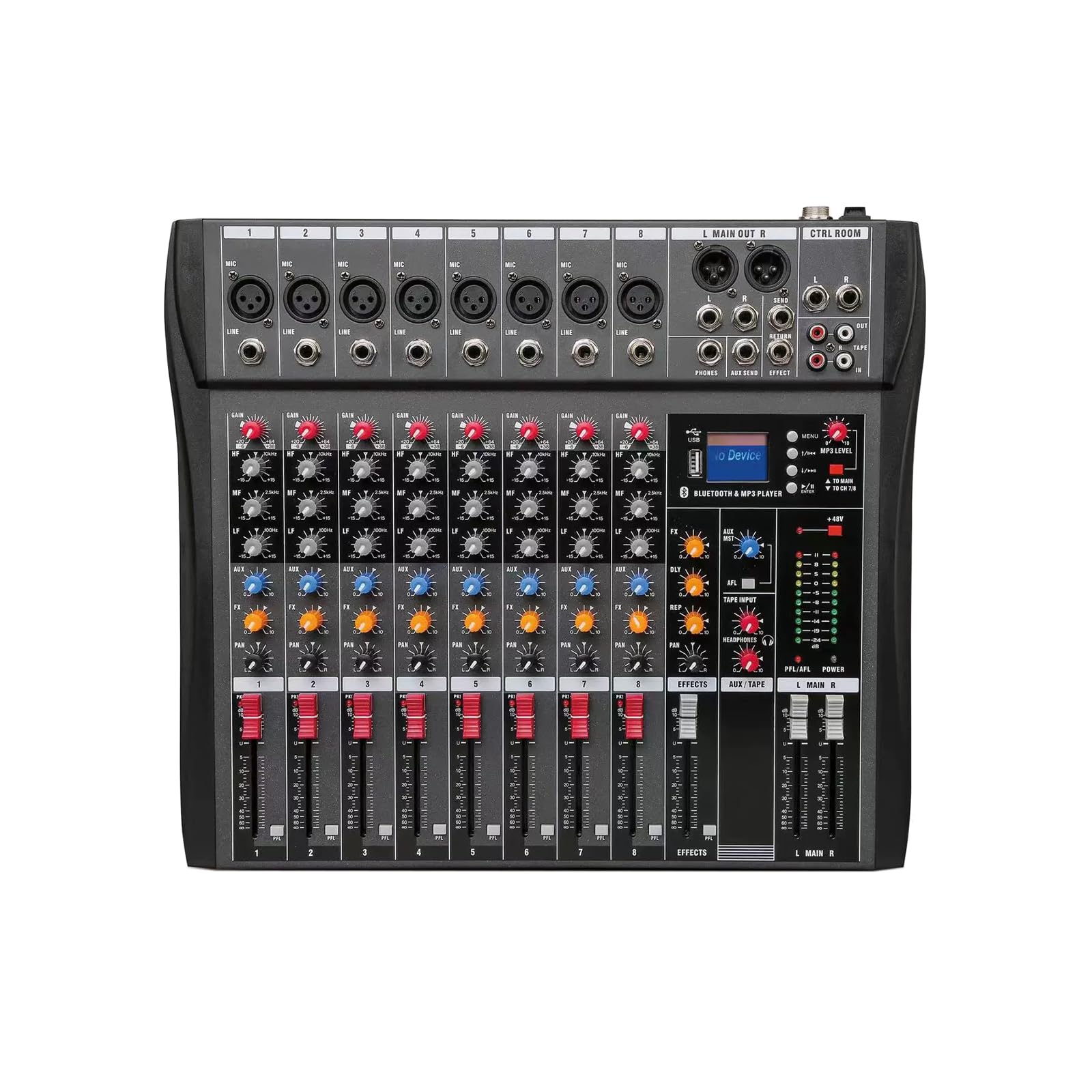 8 Channel Professional Digital Mixer Sound Board Console Bluetooth Live Studio Audio Mixer Power Mixing USB (110V-220V)