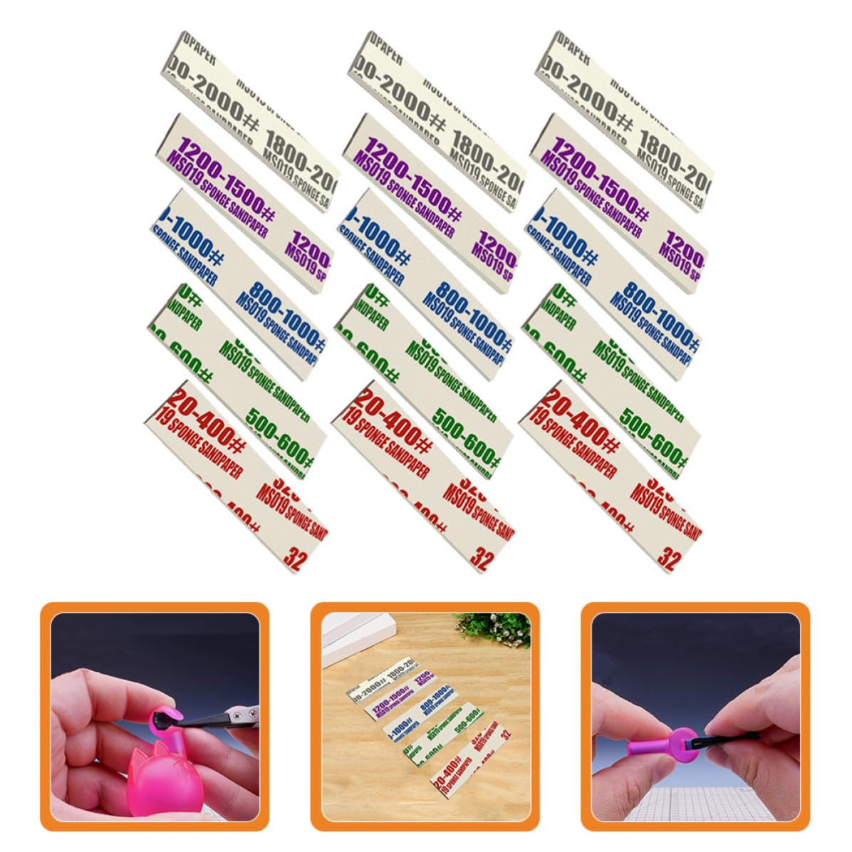 SECFOU Spugne Abrasive 320-2000 Grana Carta Vetrata per Modellismo 50 Pezzi per Levigatura e Lucidatura di Legno e Plastica, per Fai da Te