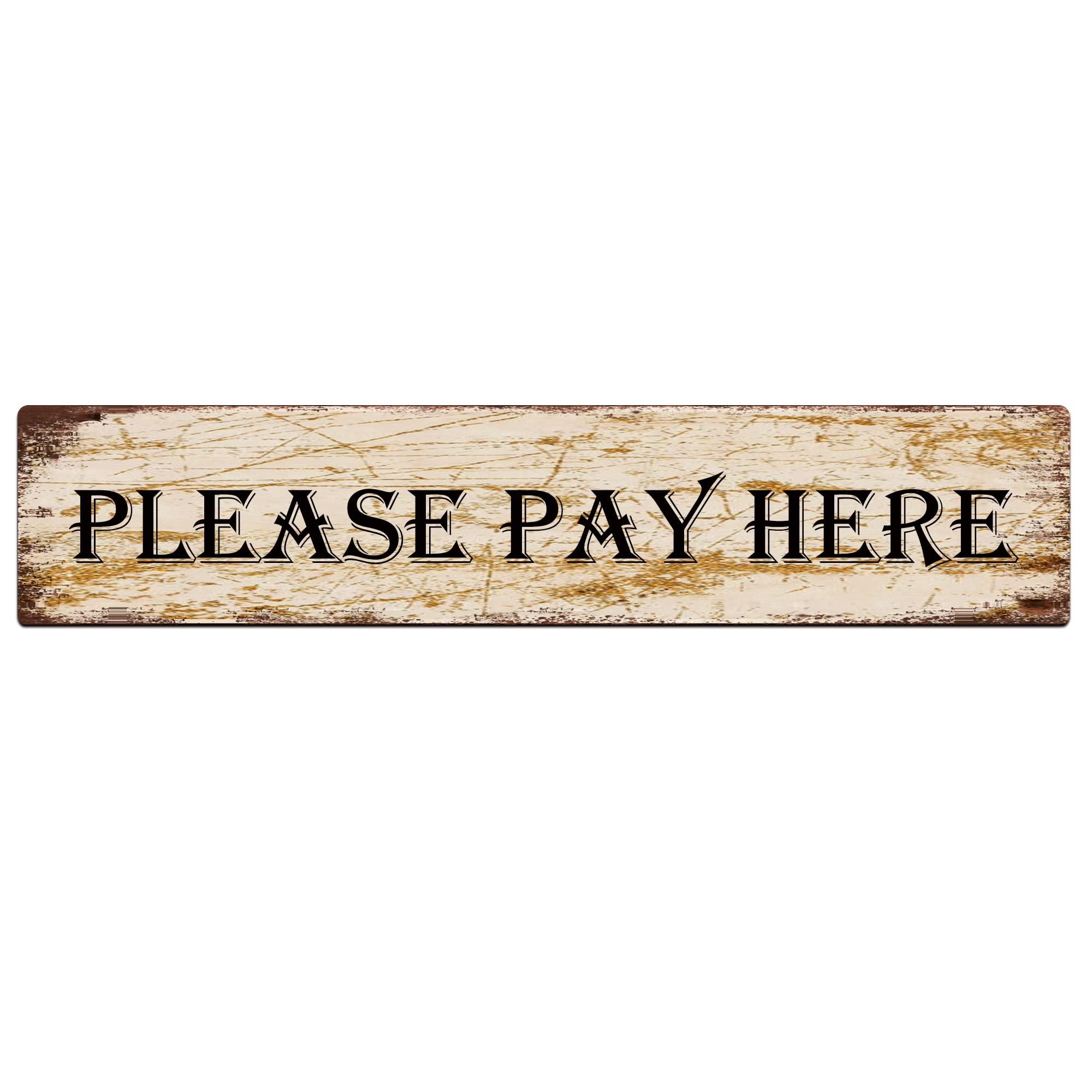 Kilspu Please Pay Here Sign Vintage Metal Sign Retro Metal Plaque Bar Pub Poster Wall Art Decor Tin Sign 4X16 In / 10X40 Cm