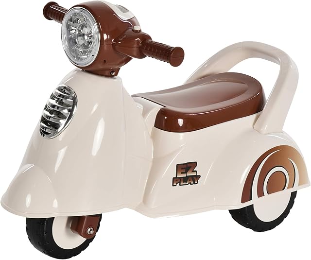 HOMCOM Baby Toddler Ride On Car Kids Pusher Stroller Balance Car Lights Horn Music 2 Wheels NO POWER Boy Girl Toy 12-36 Month White